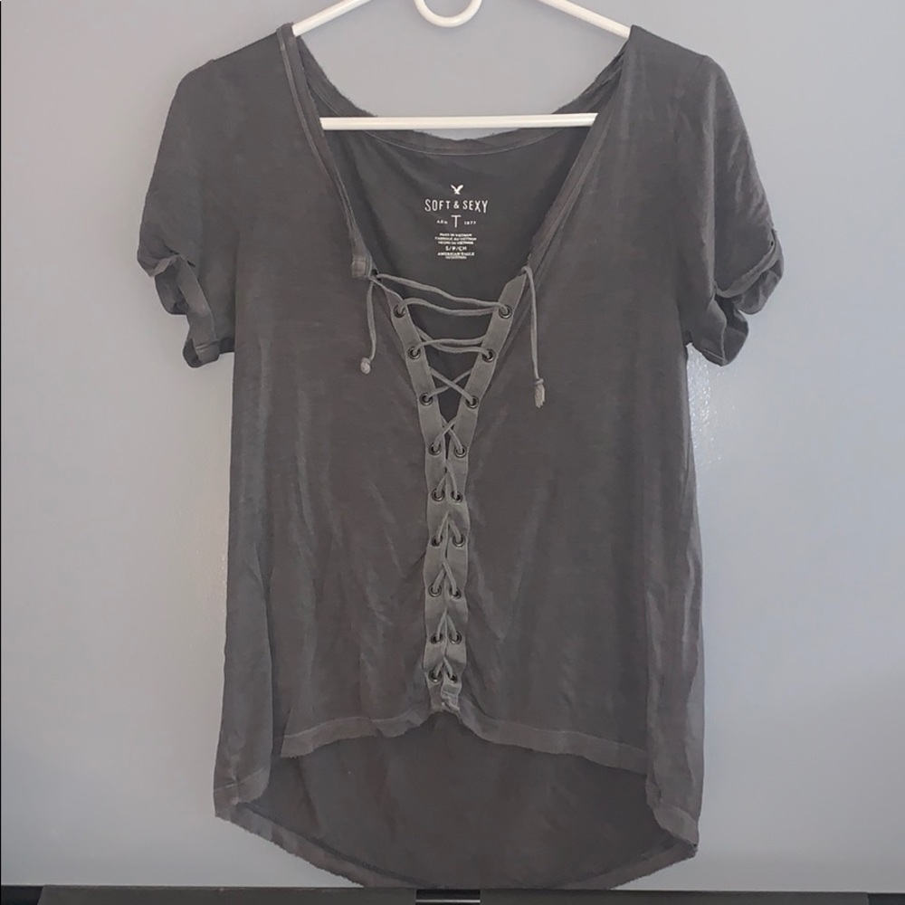 Grey American Eagle Tie up shirt